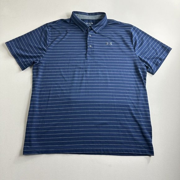 Under Armour Polo Shirt Mens XXL Blue Performance Wicking‎ The Playoff Polo 2XL - Picture 1 of 10
